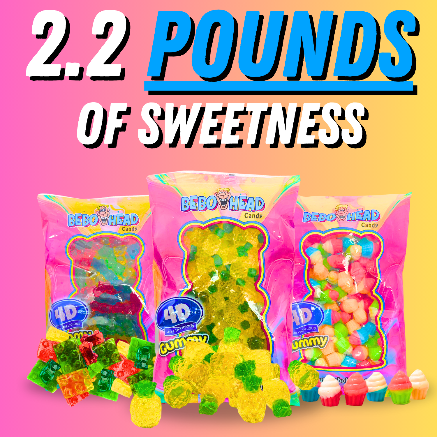 4D Gummy Bears - 2.2 Pounds