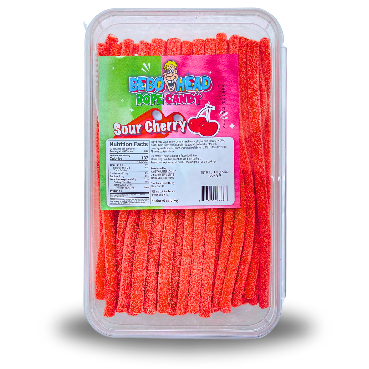 Cherry Sour Ropes - 3.3 Pounds